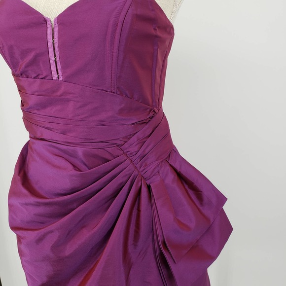Y2K Alexia Admor Taffeta Mini Dress S Iridescent Fitted Sheath Bow Sash Purple - Picture 9 of 12